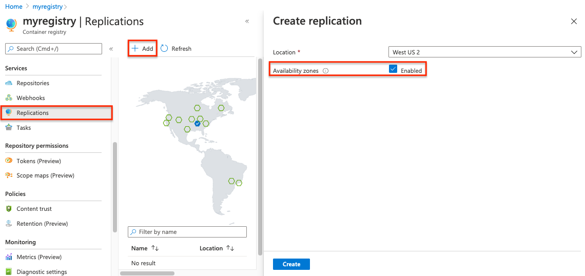 Aktivera zonredundant replikering i Azure-portalen